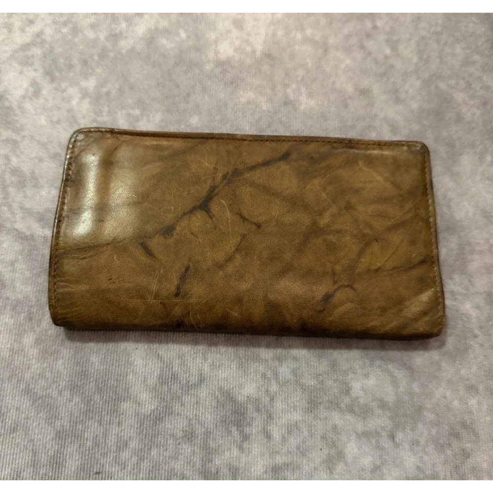 Sandlewood Cowhide 1970s Leather Men's Brown Solid Bifold Wallet w/ Logo